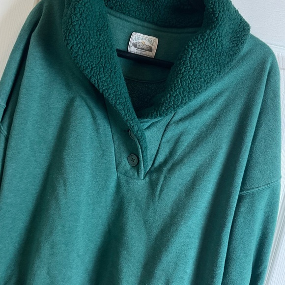 American Eagle Sherpa Collared Green Henley Sweatshirt women's Size X-Large - Picture 4 of 7